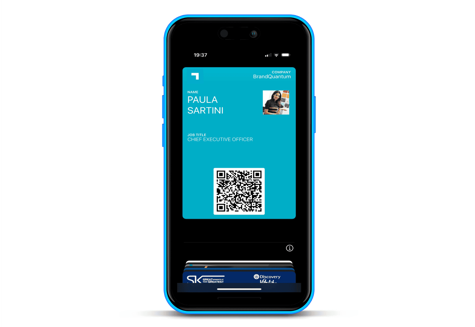 BrandQuantum BrandMail digital business card in Apple Wallet