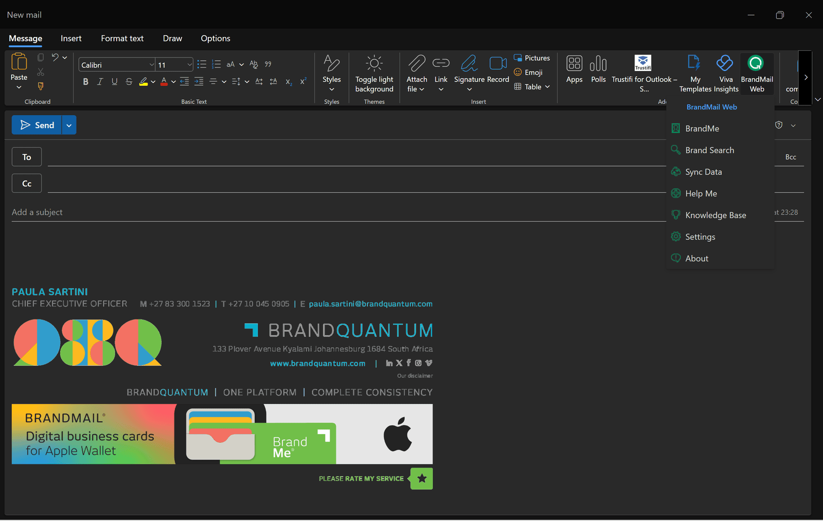 BrandMail Web Dark Mode