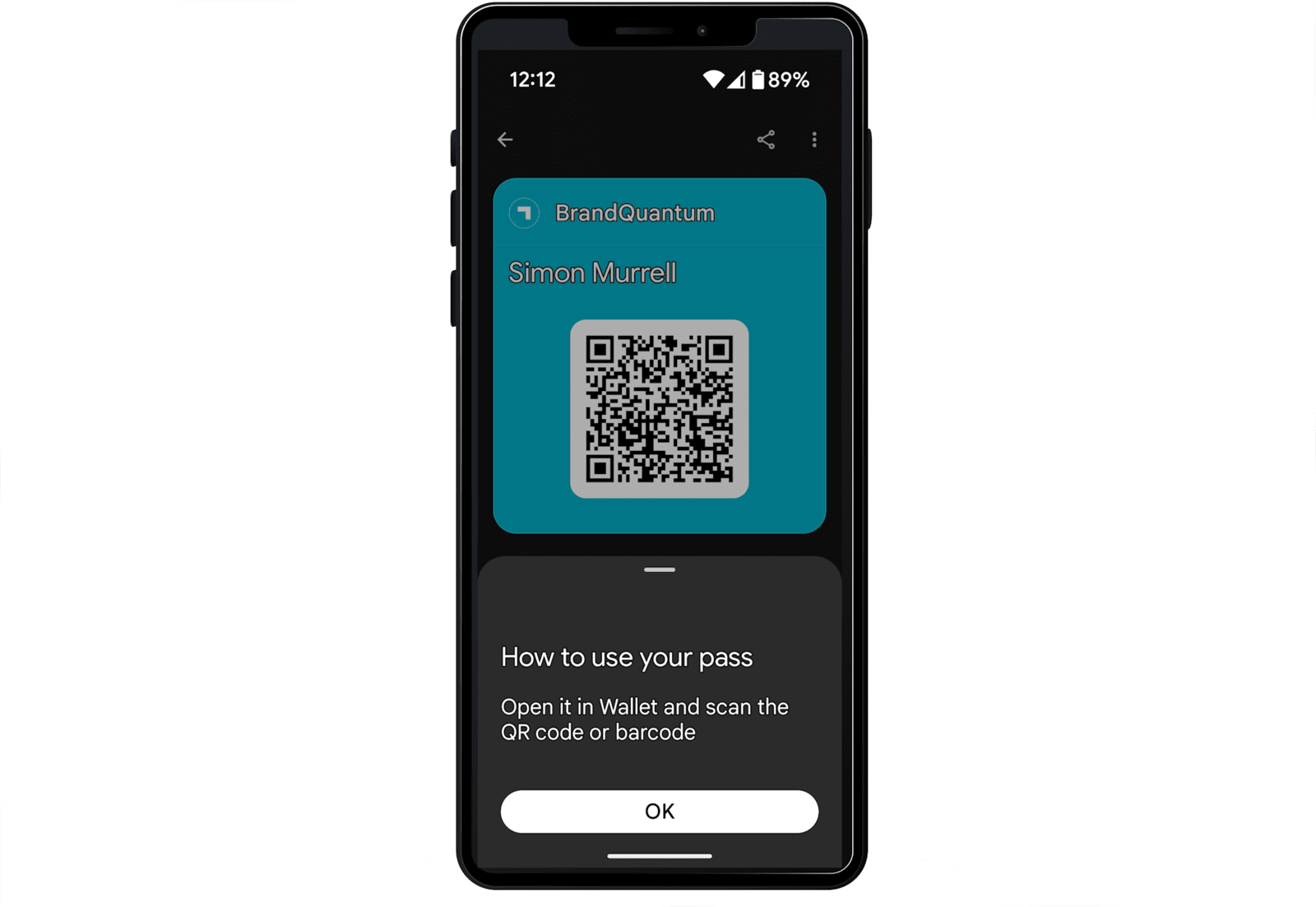 BrandQuantum BrandMail digital business card in Google Wallet
